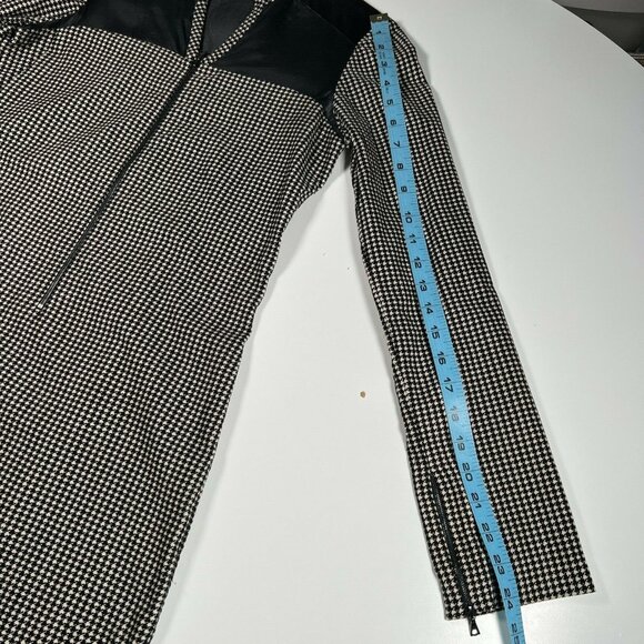 Jonathan Simkhai Houndstooth Corduroy Mini Dress Zipper Mesh Panels Black XS - Picture 8 of 16